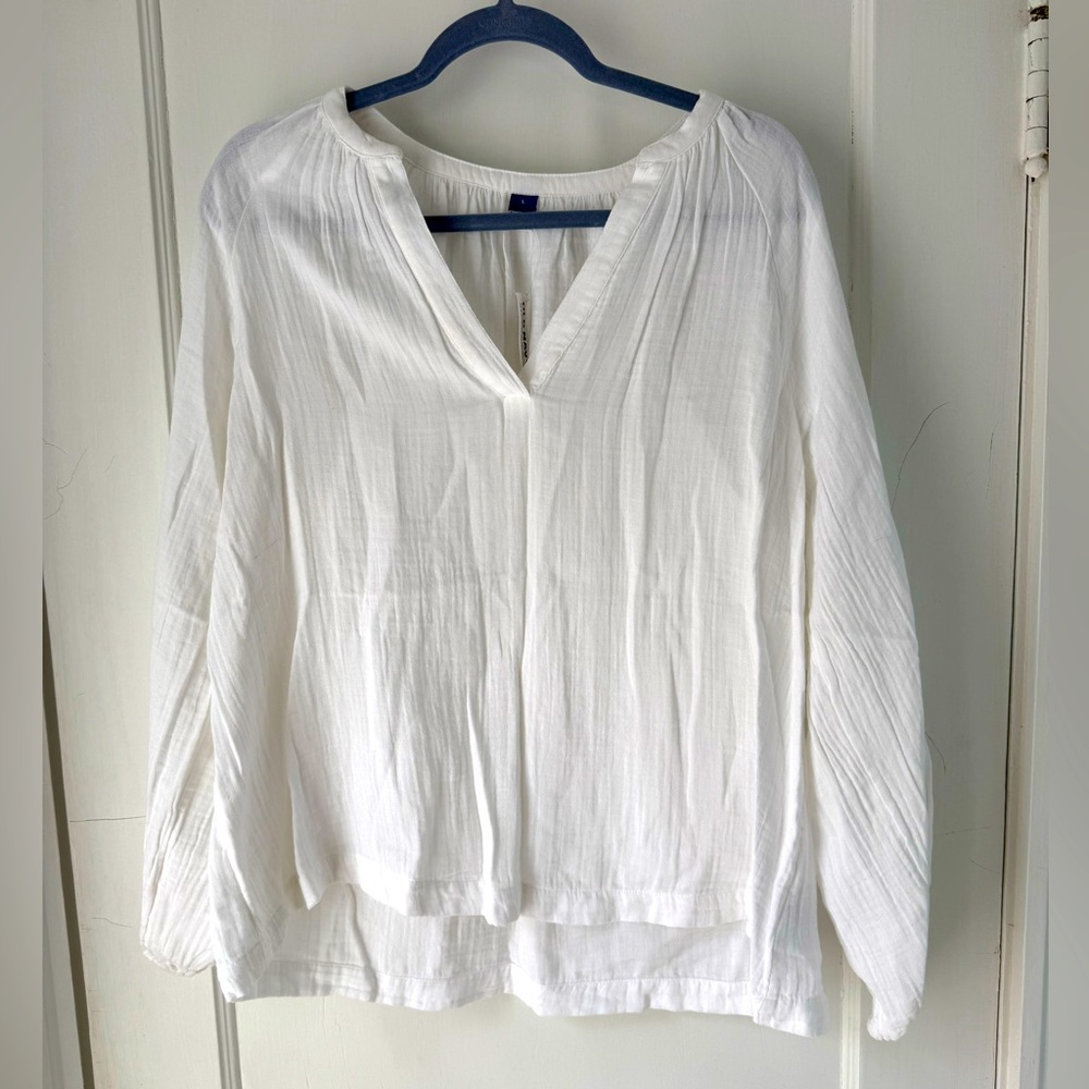 Women's White V-Neck Top
